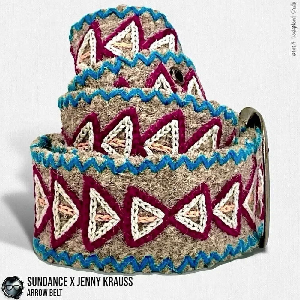 SUNDANCE X JENNY KRAUSS EMBROIDERED WOOL ARROW BELT VINTAGE 2015 HANDMADE M/L
